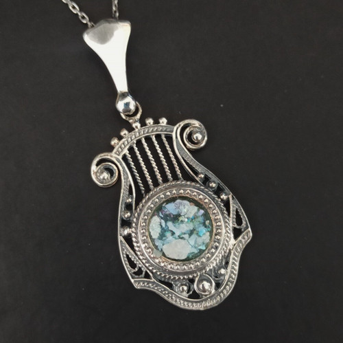 Collana arpa argento vetro - collana,