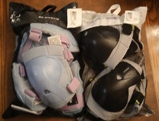 Due set di protezioni Oxelo per pattini/scooter, ginocchia, gomiti e polso. Bambini 9-15