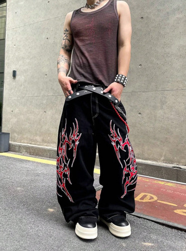 Baggy black jeans with - black,
