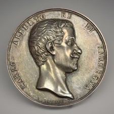 MEDAGLIA CARLO ALBERTO 1847 GALEAZZI POPOLI RICONOSCENTI ARGENTO RARA SAVOIA