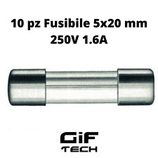 10 PZ FUSIBILE IN VETRO 5X20 MM 250V 1,6A FAST FUSE CONTATTI IN OTTONE ZKS 10X