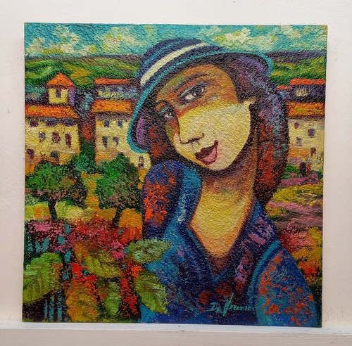 Quadro paesaggio figura olio - quadro,