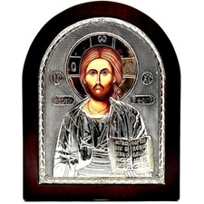 Jesus Book icona bizantina in argento sterling 925 trattato dimensioni 25x20 cm