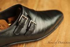 Scarpe John Lobb Chaple in pelle nera con doppia fibbia monaco da uomo UK 8,5 E US 9,5
