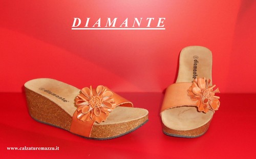 Ciabattine pelle con zeppa - con,
