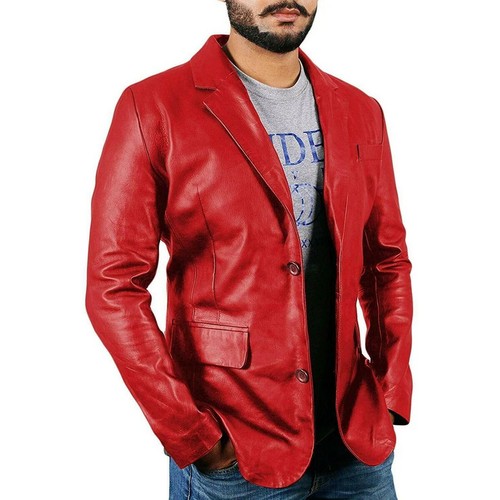 Blazer uomo pelle rosso - , vera