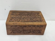 Scatola In Legno Intagliato Cofanetto Indiano Vintage portagioie Artigianale 
