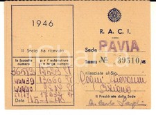 1946 RACI SIZIANO (PV) Tessera