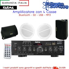 Amplificatore stereo, funzione mp3 e bluetooth, con 4 casse passive