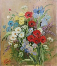 fiori di campo olio su tela 60x70 firmato rosina bevione cat 214