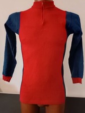 maglia MANICA LUNGA ciclismo lana ROSSO BLU originale anni 80 vintage 