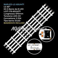 KIT 5 BARRE STRIP 8 LED TV LG