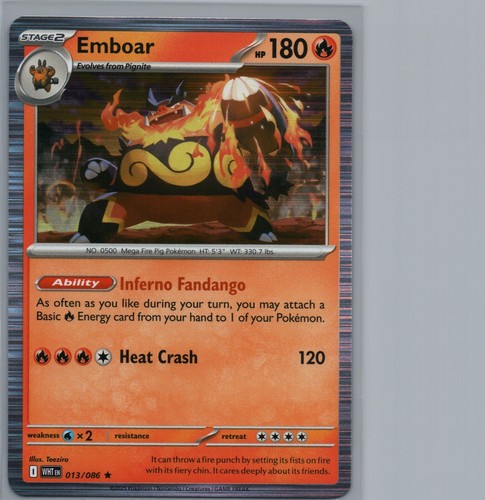 Emboar 013 086 holo rare - emboar,