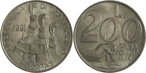 San marino 200 - marino:, lire