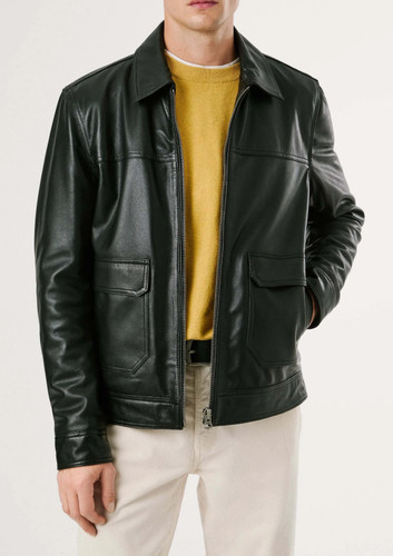 Giacca pelle nera uomo - pelle, da