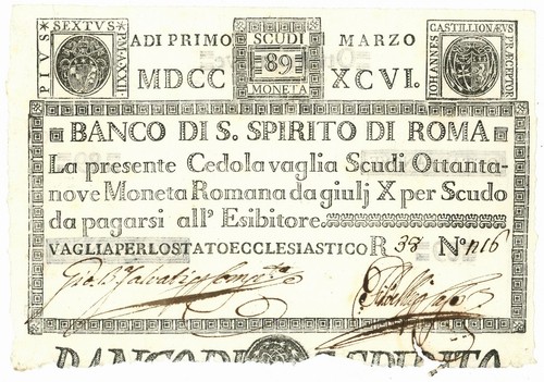 Scudi cedola banco santo - cedola, di