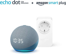 Echo Dot (4ª Generazione) Con Orologio, Ceruleo +  Smart Plug (Presa Intelligent
