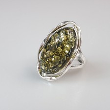 Anello ambra verde regolabile
