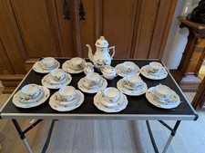 HEREND 11 PERSONE CAFFE' E DESSERT SET DECORAZIONE RO - TARGHETTA ROSSA OISEAUX