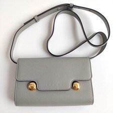Borsa pochette Marni Trunkaroo mini tracolla in pelle blu grigio oro stads