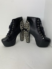 Stivali Jeffrey Campbell Spike Lita platform nero argento donna tacco 7 M stringati
