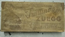 confettura ZUEGG: cassetta legno FRUTTINO ZUEGG Alto Adige Südtirol Anni 50 