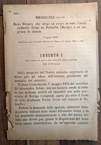 Selmi polesella 1888 regio - selmi, in