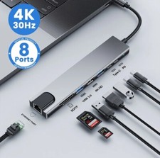 USB C Adattatore per Macbook E Laptop Thunderbolt HUB 8 in 1 Dongle Con 4K