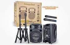 CASSE AUDIO AMPLIFICATE MINI  KIT Karaoke BLUETOOTH RADIO 2 STATIVI  e 2 MIC