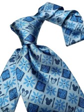 Rare Design Disney Tie Mickey Mouse Silk 9,5 Cm Made In Italy Blue Collectible