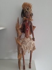 Arte Popolare Africano Pupazzi Bambole Sedute IN Legno Marionetta