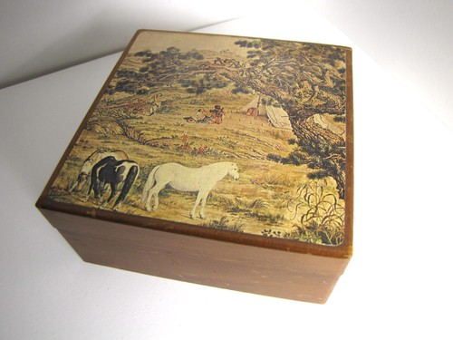 Scatola legno decorata - legno,