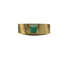14K Oro Smeraldo Uomo Anello 5mm Quadrato 0.6 KT Appariscente