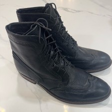 Walk-Over Made in USA Brogue stivali a coda di rondine scarpe stringate in pelle nera taglia 11M