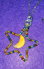 Pendente handmade artigianale stella multicolor perline catenina