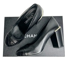 CHANEL Pelle di agnello Perla Trapuntata Cap Toe CC Tacchi Taglia EU 37,5