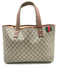 Borsa tote originale Gucci GG tela x pelle beige 211134 493075 NS101767