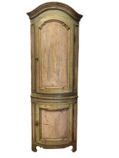 Antica angoliera cantonale a due corpi laccata epoca XVIII secolo