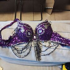 Completo per danza orientale, belly dance, danza del ventre, viola/blu.