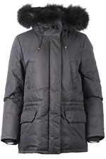 GIACCA CON CAPPUCCIO ARMY BY YVES SALOMON IN PELLICCIA E COTONE FR 36 UK 8