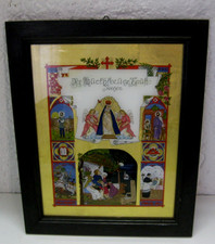 Antico vecchio quadro in vetro posteriore "la benedizione della casa squisita, molta foglia oro 35 cm