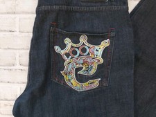 Coogi Jeans Baggy Y2K Skater Hip Hop Corona Taglia 42x33 Ricamato Streetwear 