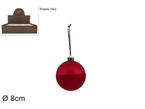 Palla vetro 8cm rosso opaco - vetro,