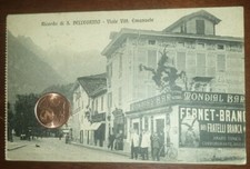 Cartolina d'epoca paesaggistica Italia BERGAMO   S Pellegrino Mondial Bar viale