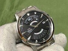 Orologio Uomo Automatico Orient Calendario Perpetuo Quadrante Nero Argento s/s 5 Atm 21 Jewels