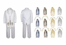 Stola tuta paisley bianca battesimo battesimo bambino ragazzo Guadalupe Mary stola S-20