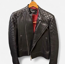 Giacca moto DSQUARED2 in pelle trapuntata taglia EU 50 — pelle premium nera