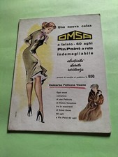 Insegna Tabella Vintage Epoca collezione pubblicita Omsa Calze Lire Cartonato 