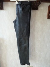 PANTALONI DONNA VERA PELLE NERO TAGLIO JEANS 42