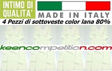 ★ 4 PEZZI DI SOTTOVESTE DONNA SPALLA LARGA 80% LANA VERGINE MADE IN ITALY ★ 